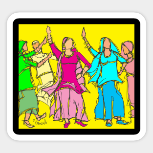 Punjabi Giddah dancers 1 Sticker